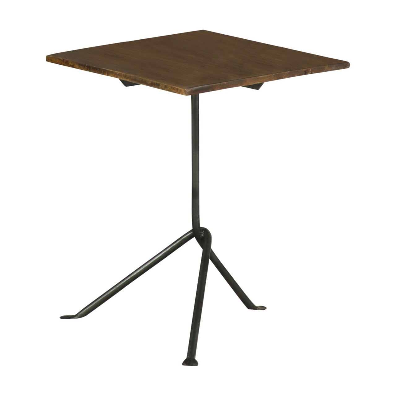 Saltoro Sherpi 20 Inch Modern Square Accent Table, Gray Metal Tripod Base, Dark Brown Wood-